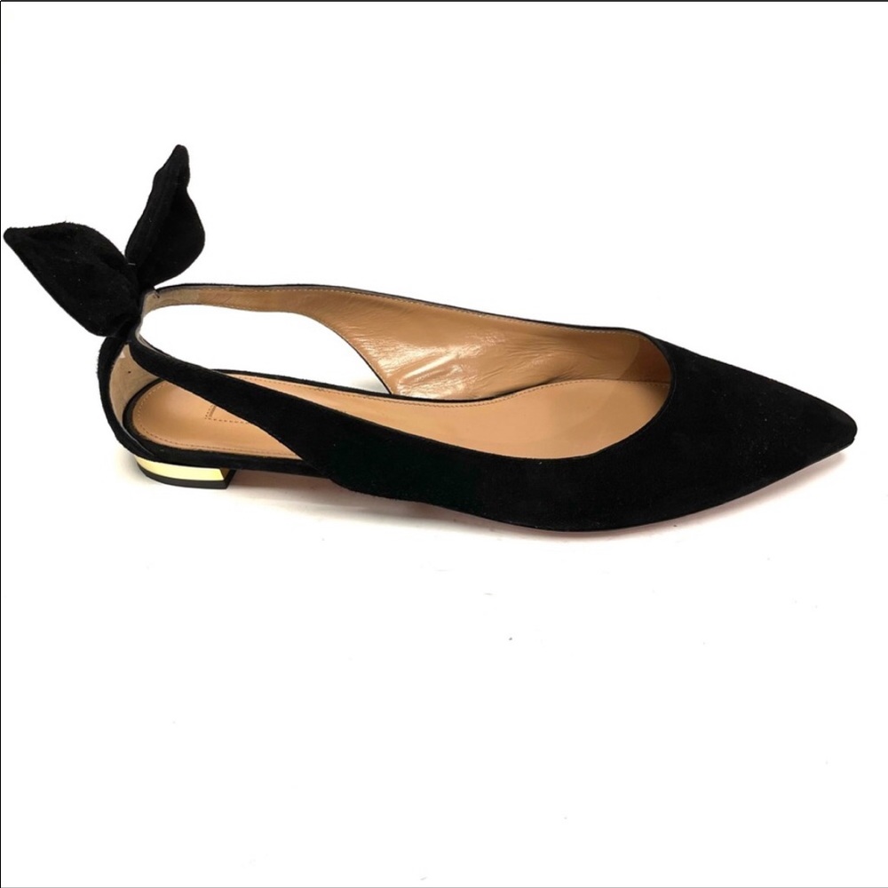 Aquazzura Firenze Bow Suede Flats Meghan Markle